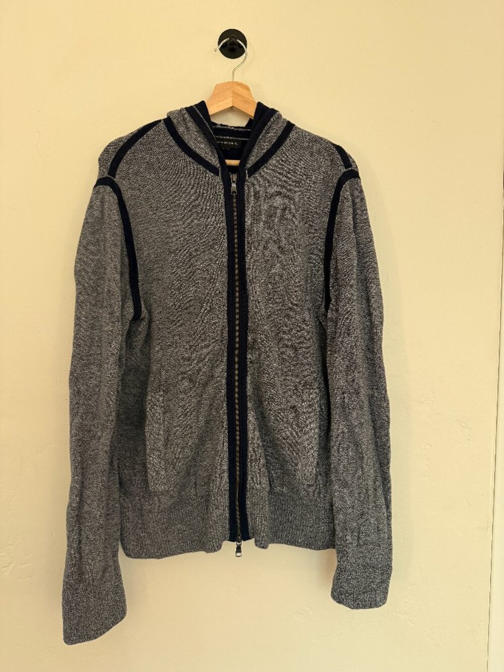 Banana Republic Gray Full-Zip Hooded Sweater